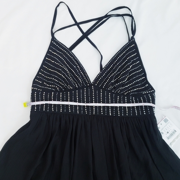 NWT Zara Little Black Dress Beaded Bodice Mini A-line Cocktail - Picture 10 of 16